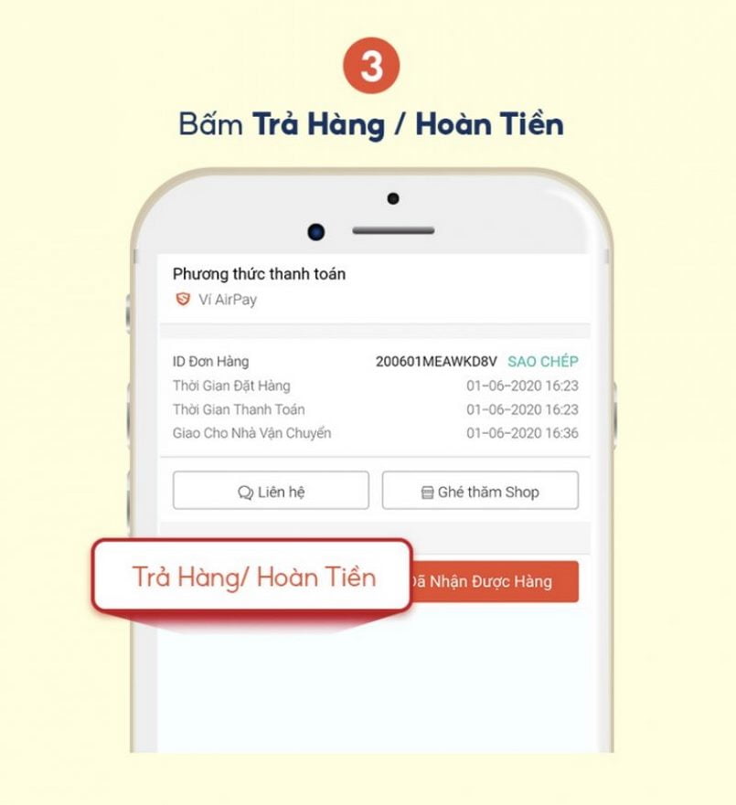 Trả hàng hoàn tiền tại Shopee