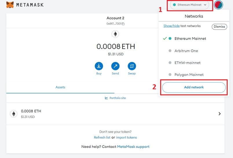 Thêm mạng BSC vào Metamask qua RPC