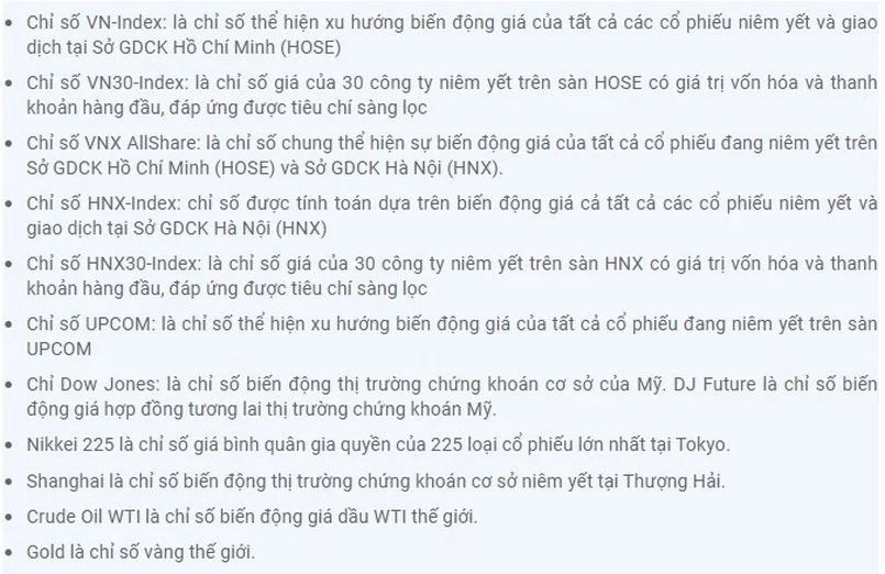 Những chỉ số khác trên bảng giá VPS