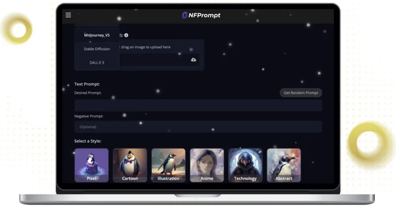 Giao diện tạo hình ảnh trên NFPrompt.